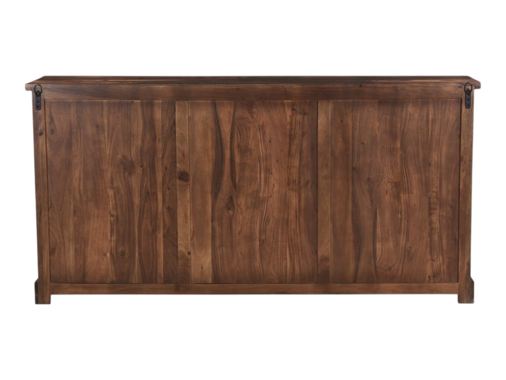 72" Dark Brown Solid Wood Live Edge Three Drawer Sideboard With Four Doors