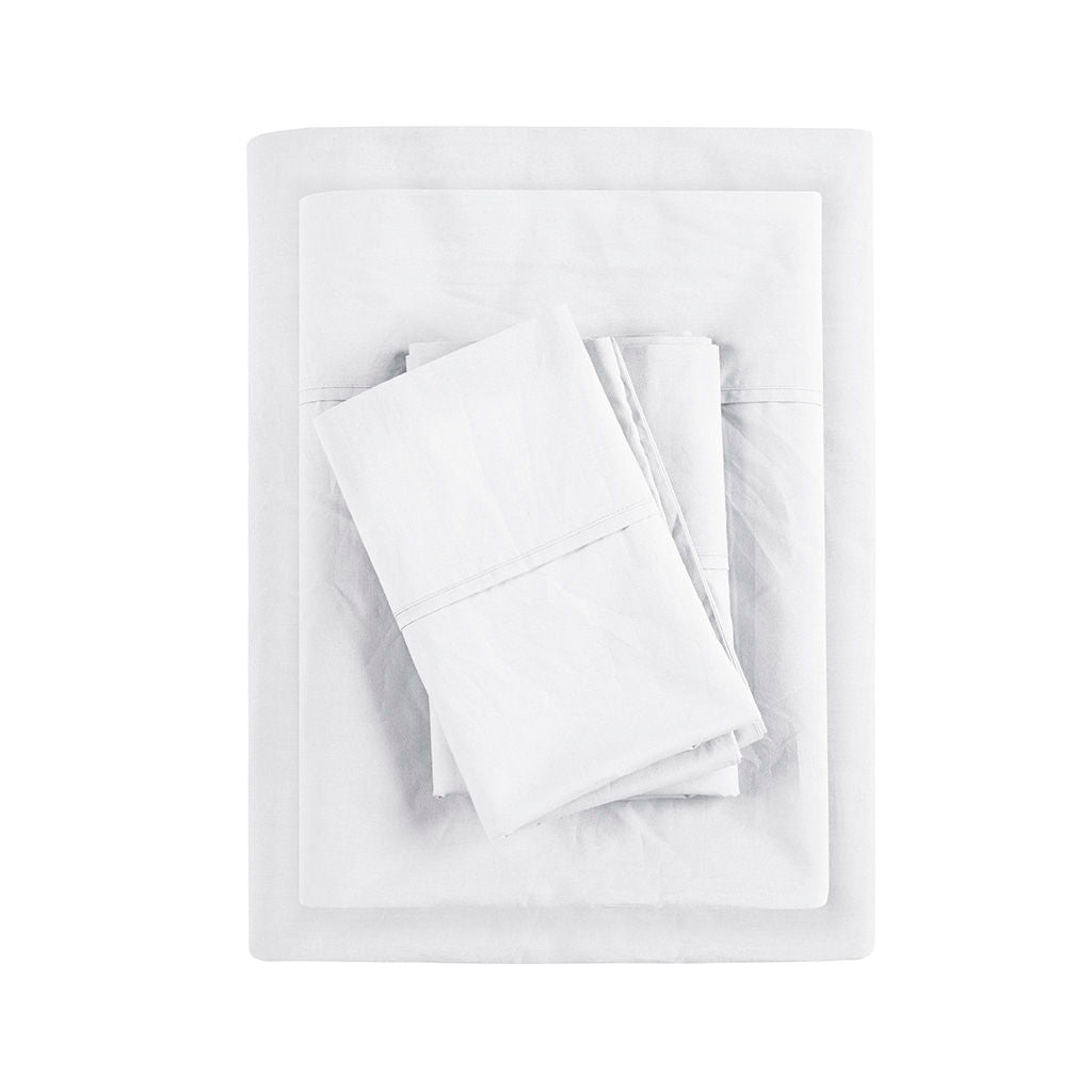 Peached Percale - King Sheet Set - White