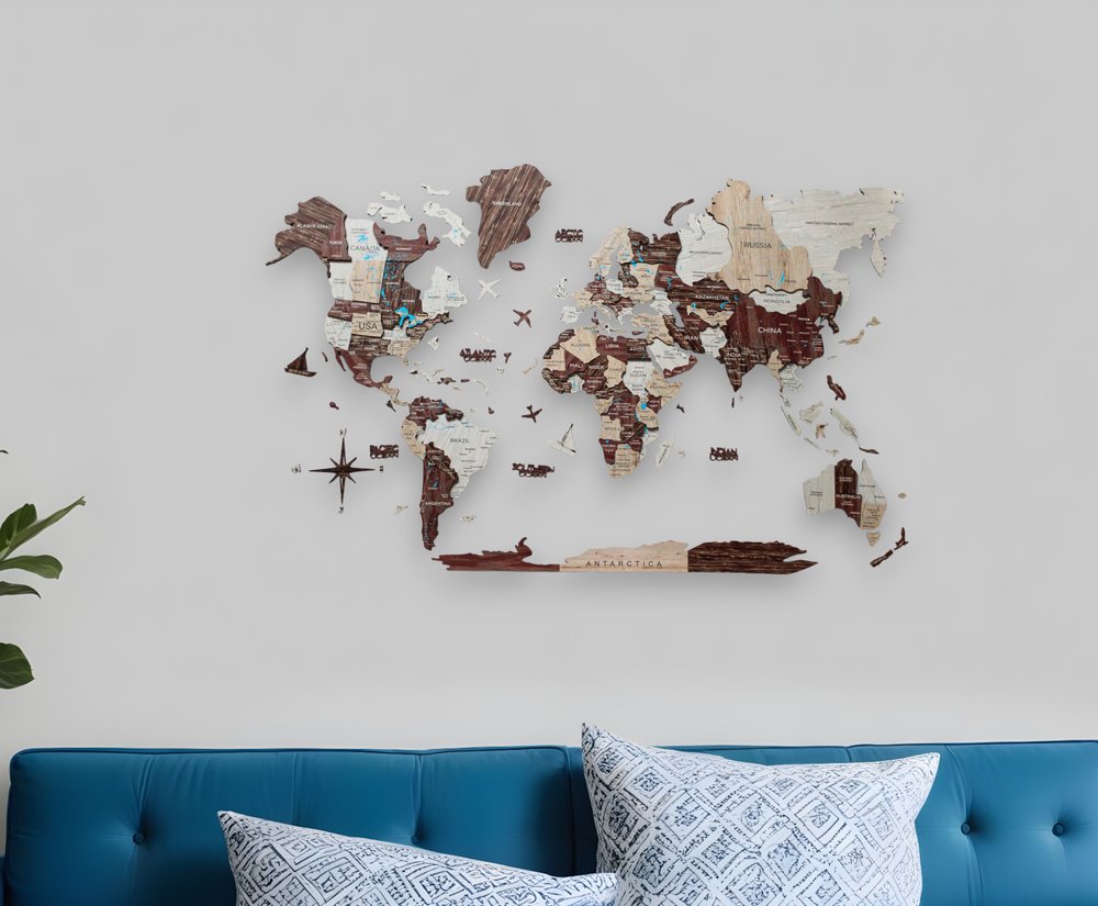 24" X 39" Beige And Brown Hanging Dimensional Sculpture