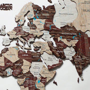 47" X 79" Brown And Beige World Map Hanging Dimensional Sculpture