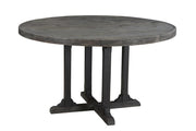54" Black Rounded Solid Wood Pedestal Base Dining Table