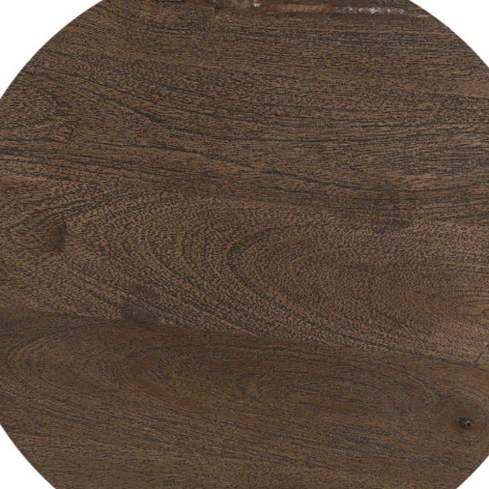 18" Dark Brown Solid Wood Round End Table