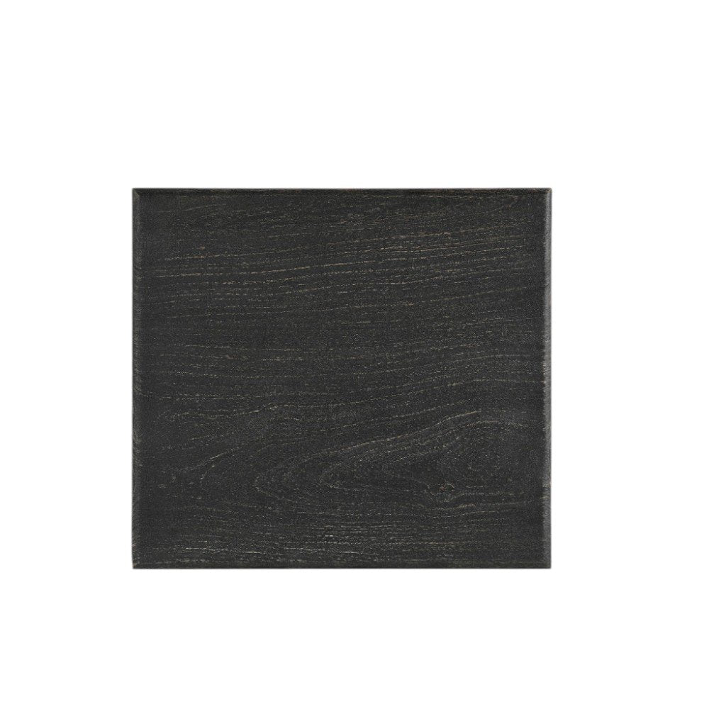 24" Black Distressed Solid Wood Square End Table
