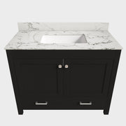Bathroom Vanity Set, Fluted Cabinet, Soft Close Doors & Drawers, Single Faucet Hole, Sink Included - Black