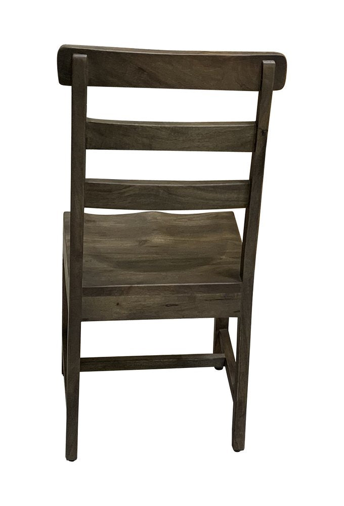Set of Two Dark Brown Wood Ladder Back Dining Side Chairs