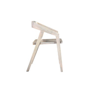 White Solid Wood Open Back Dining Arm Chair