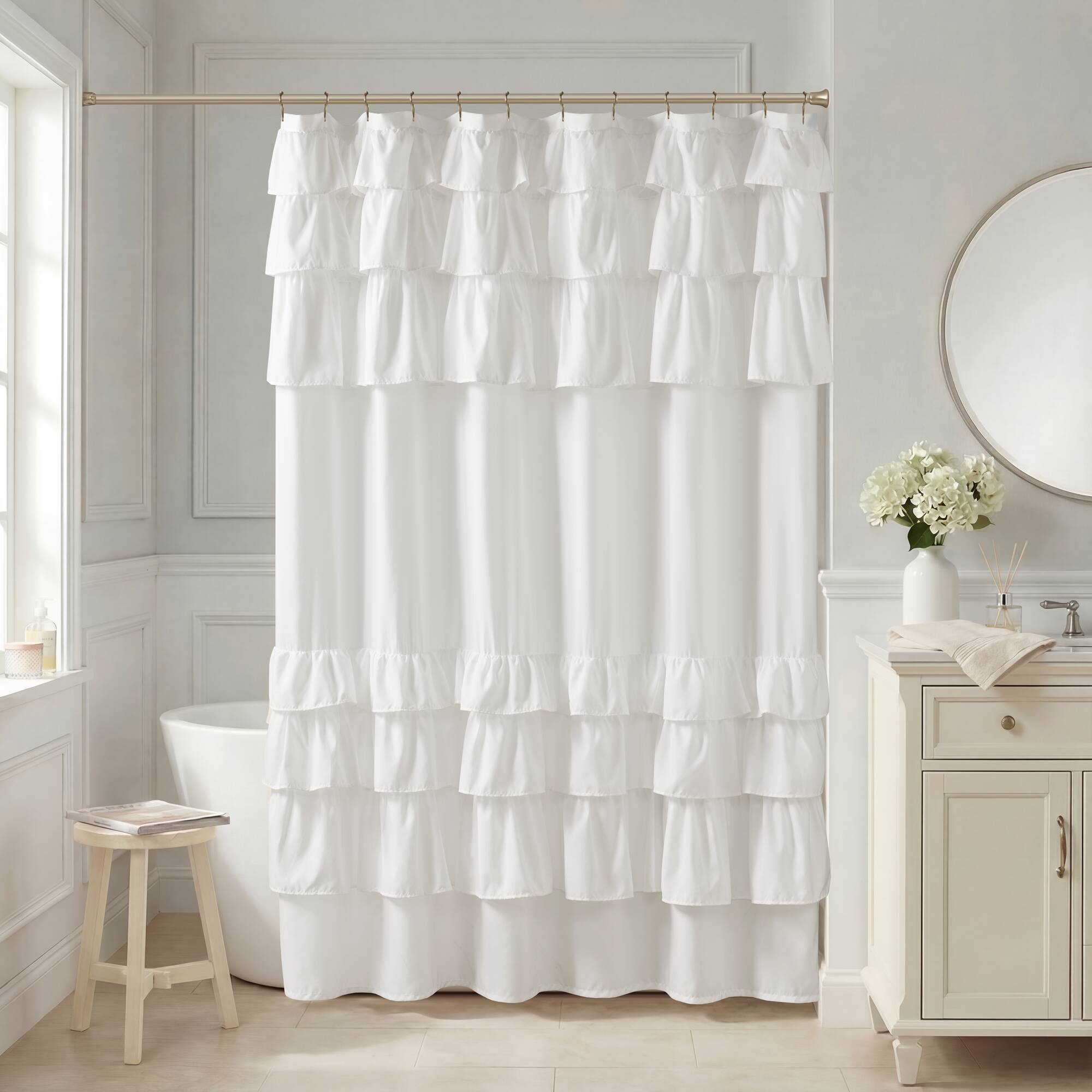 Grace - 72''x84" Ruffled Shower Curtain - White