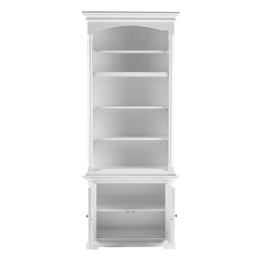 87" Antiqued White Solid Wood Two Door Pantry Or Storage Closet