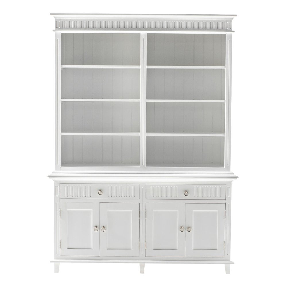 87" Antiqued White Solid Wood Four Door Two Drawer Pantry Or Storage Closet