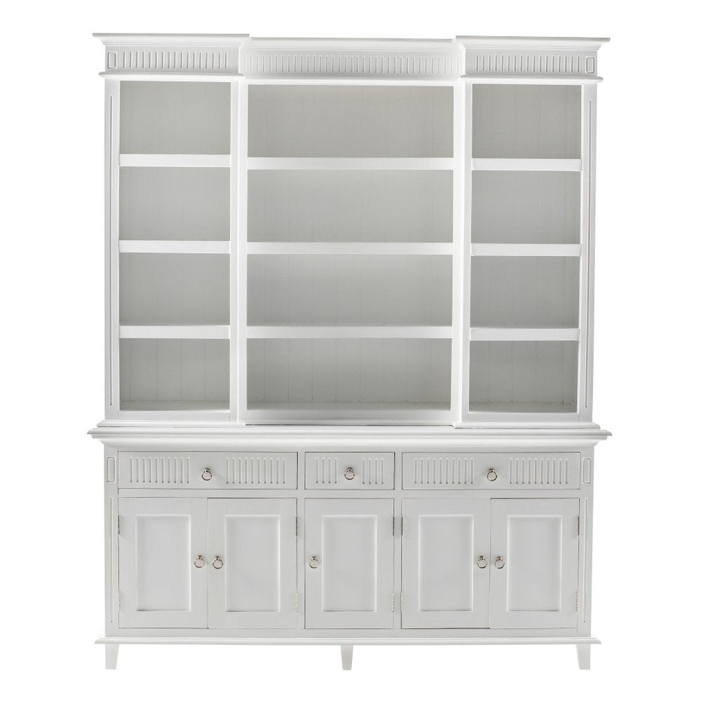 87" Antiqued White Solid Wood Three Drawer Pantry Or Storage Closet