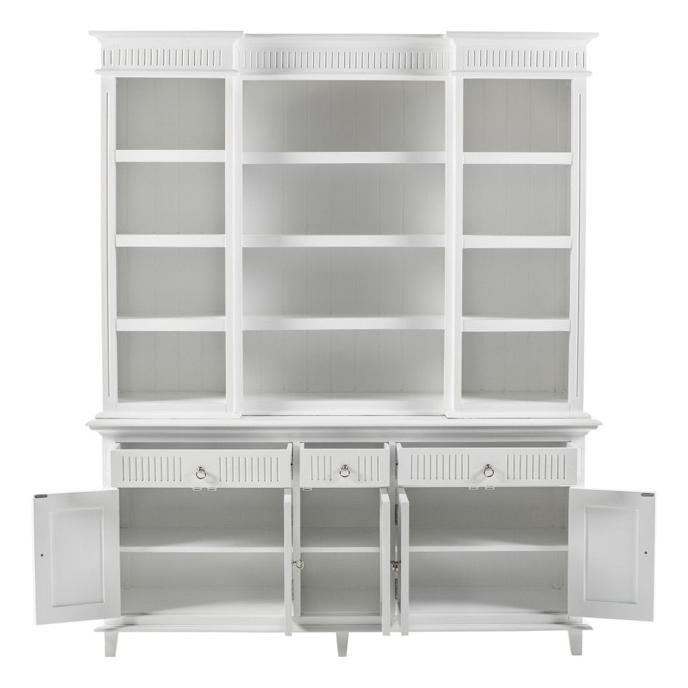 87" Antiqued White Solid Wood Three Drawer Pantry Or Storage Closet
