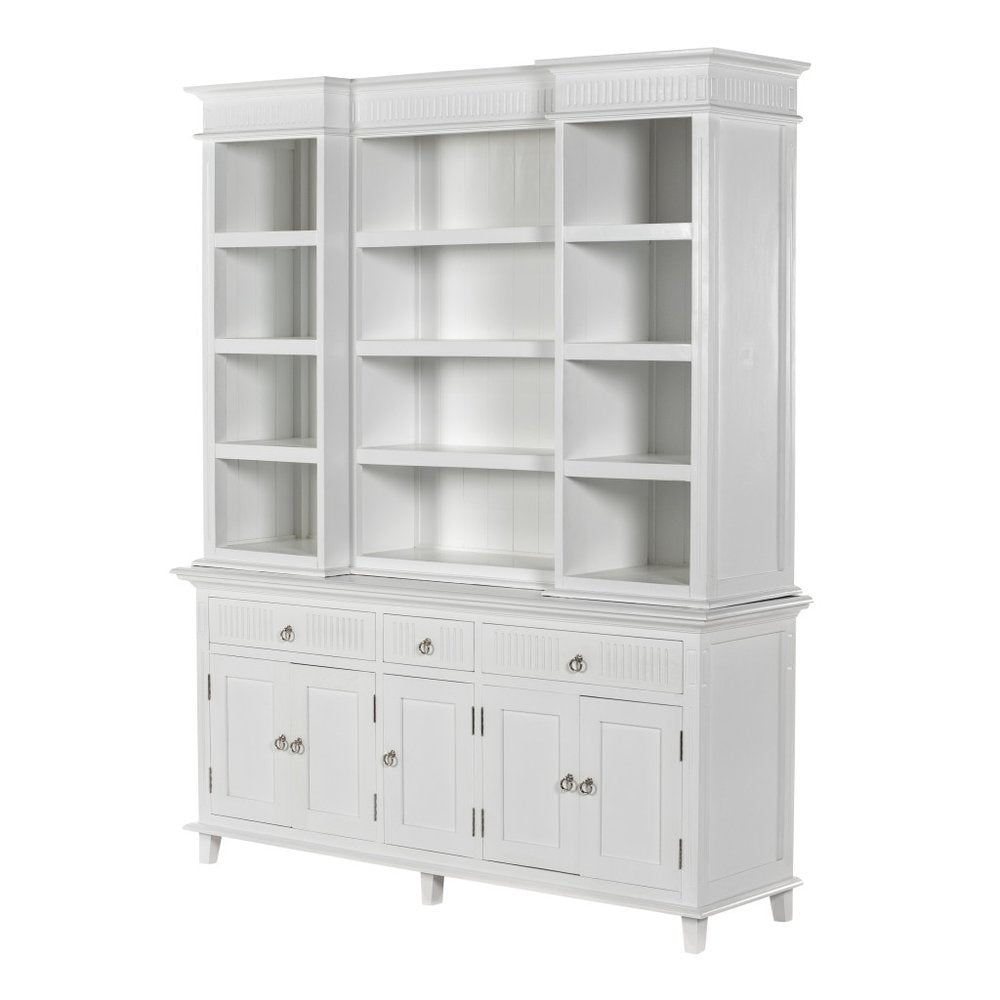87" Antiqued White Solid Wood Three Drawer Pantry Or Storage Closet