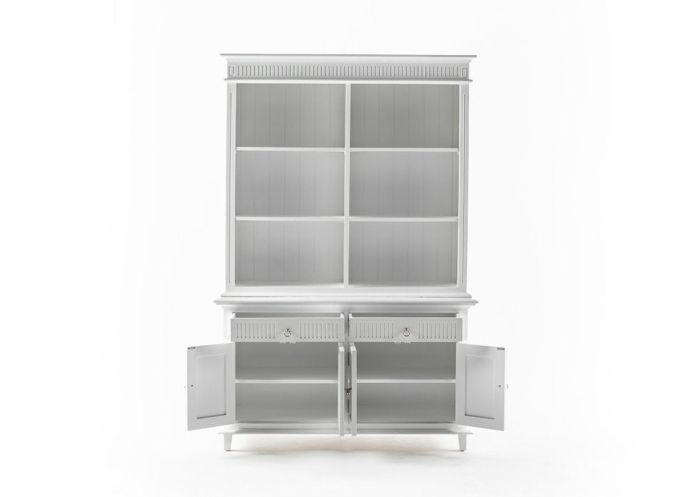 87" Antiqued White Solid and Manufactured Wood Four Door Two Drawer Pantry Or Storage Closet