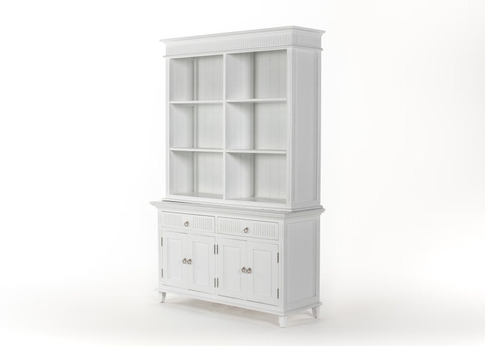 87" Antiqued White Solid and Manufactured Wood Four Door Two Drawer Pantry Or Storage Closet