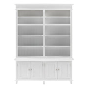 87" Antiqued White Solid Wood Four Door Pantry Or Storage Closet