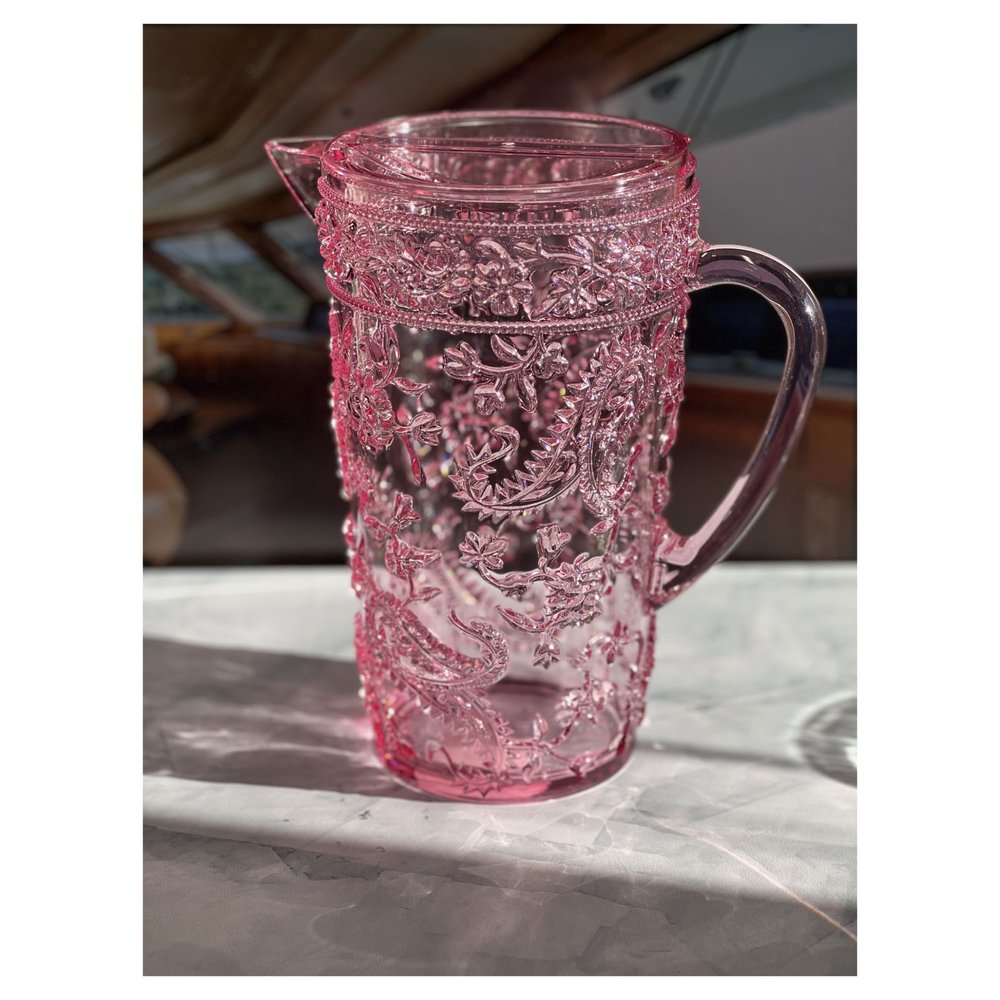 Pink Acrylic Convex Curve Shape Stemless Pitcher