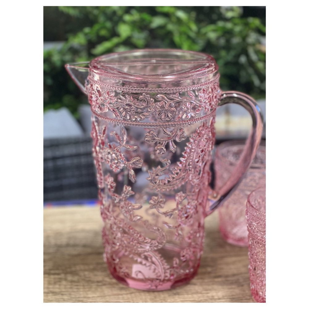 Pink Acrylic Convex Curve Shape Stemless Pitcher