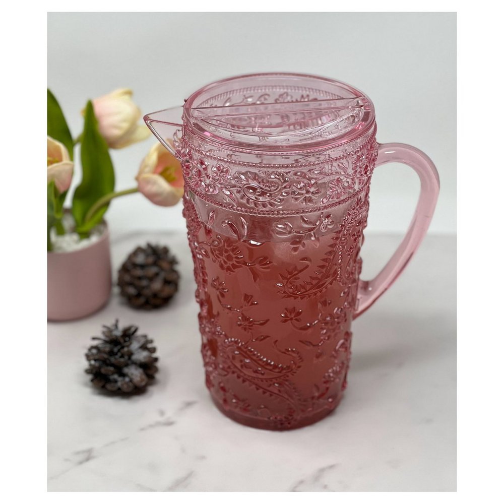 Pink Acrylic Convex Curve Shape Stemless Pitcher