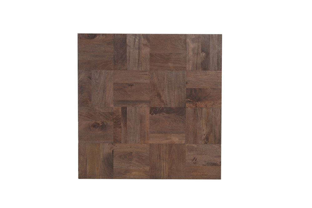 40" Dark Brown and Black Solid Wood Square Block Coffee Table