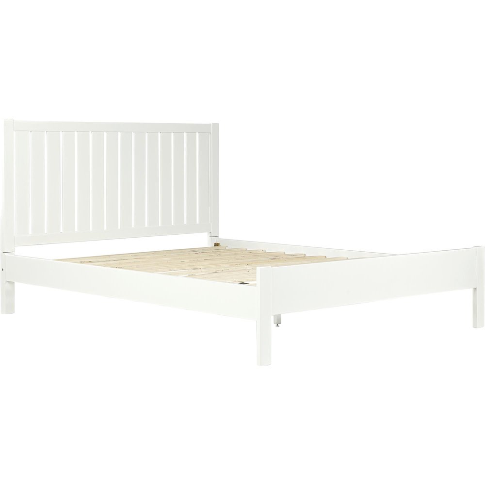 White Shiplap Texture Solid Wood King Bed Frame