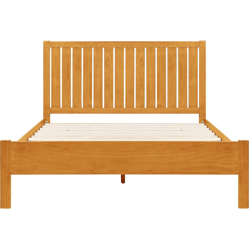 White Shiplap Texture Solid Wood King Bed Frame
