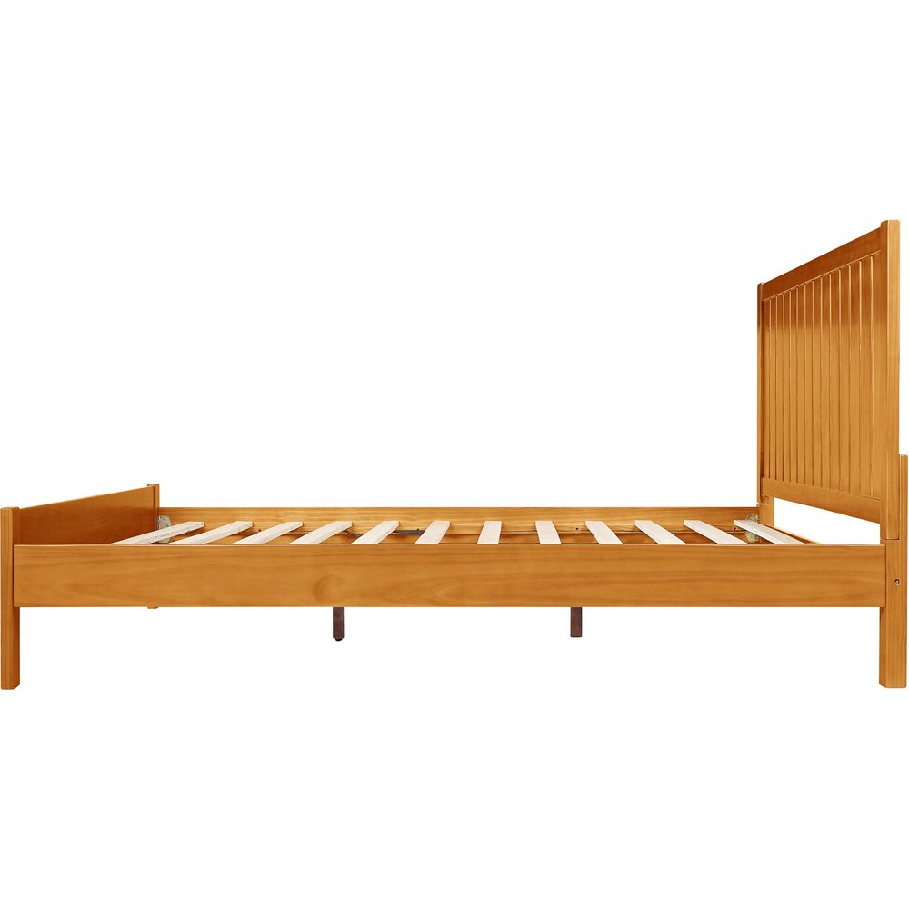 White Shiplap Texture Solid Wood King Bed Frame