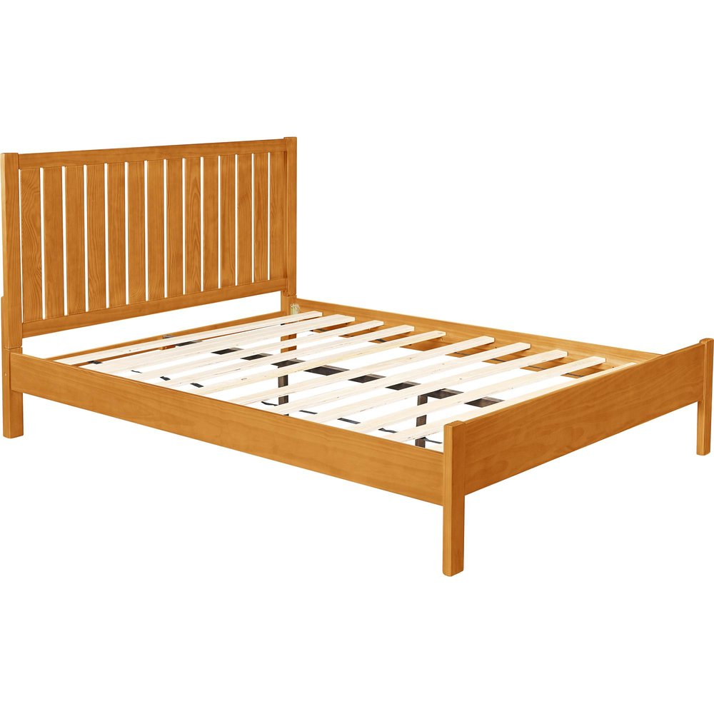 White Shiplap Texture Solid Wood King Bed Frame