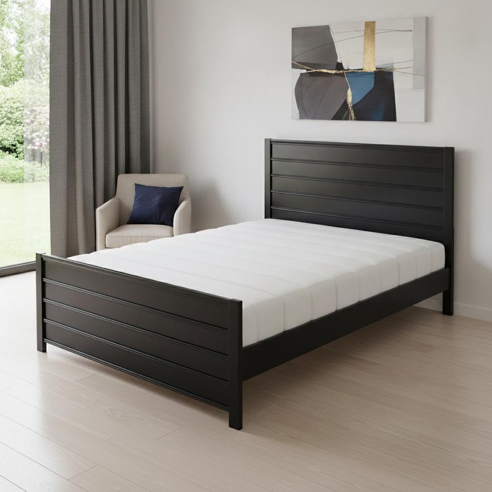 Black Solid Wood King Bed Frame