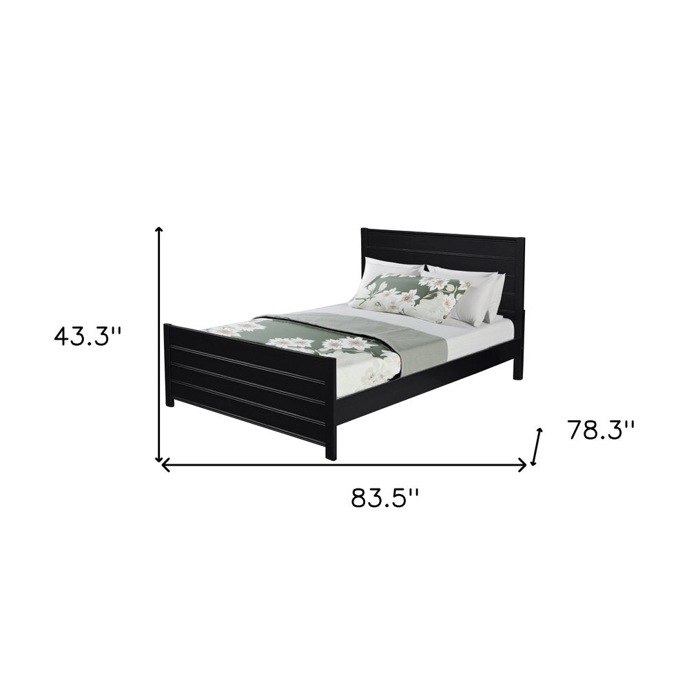Black Solid Wood King Bed Frame
