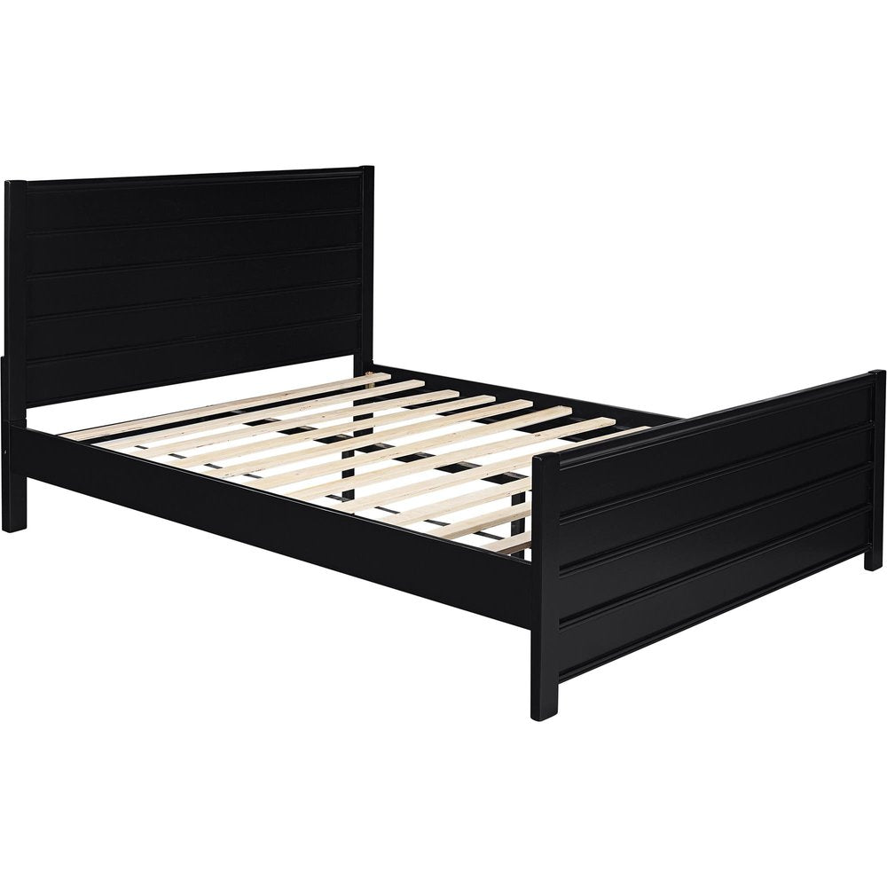 Black Solid Wood King Bed Frame