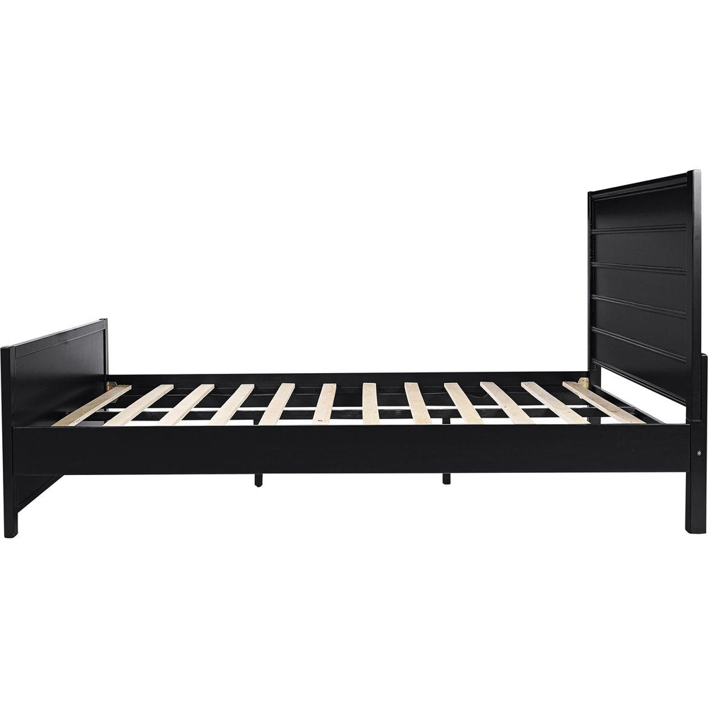 Black Solid Wood King Bed Frame