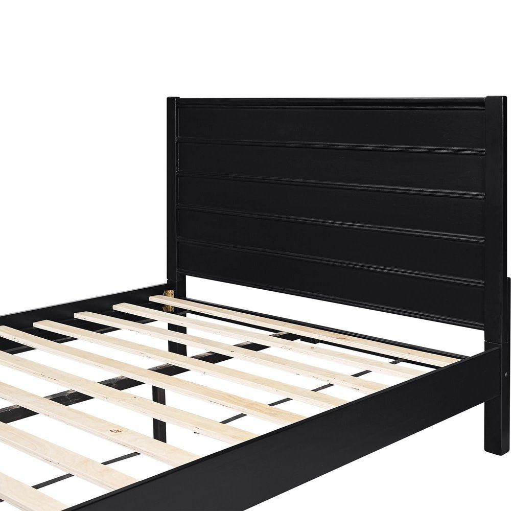 Black Solid Wood King Bed Frame