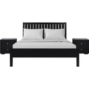Three Piece Black Solid Wood Bedroom Set