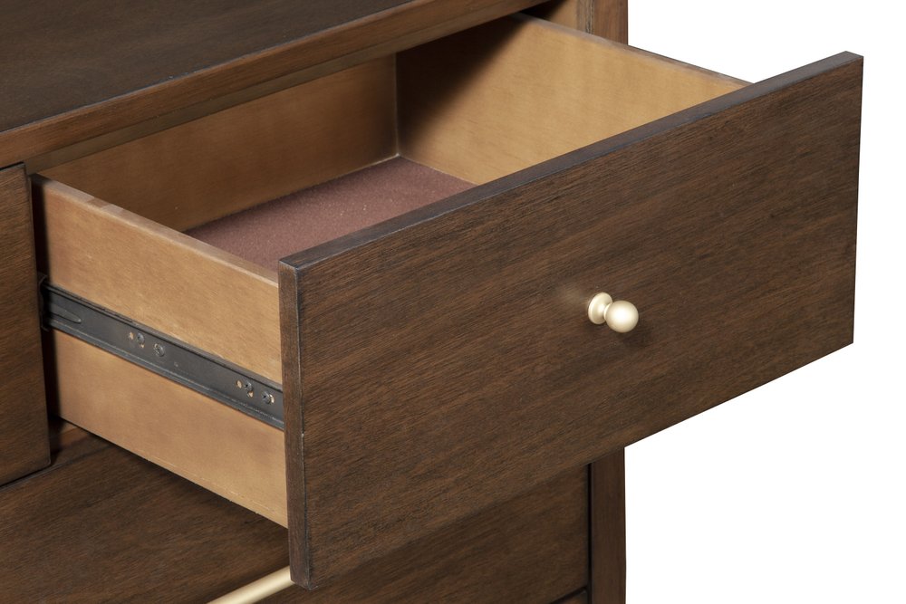 60" Walnut Solid Wood Seven Drawer Double Dresser