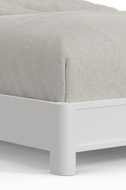 White Ribbed Texture Solid Wood Queen Bed Frame