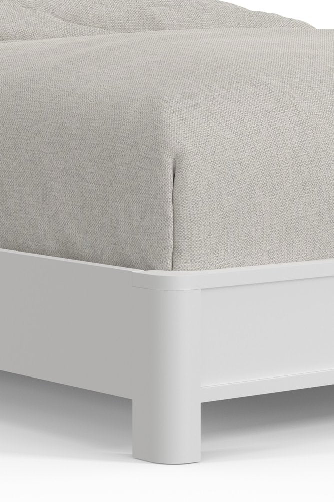White Ribbed Texture Solid Wood California King Bed Frame