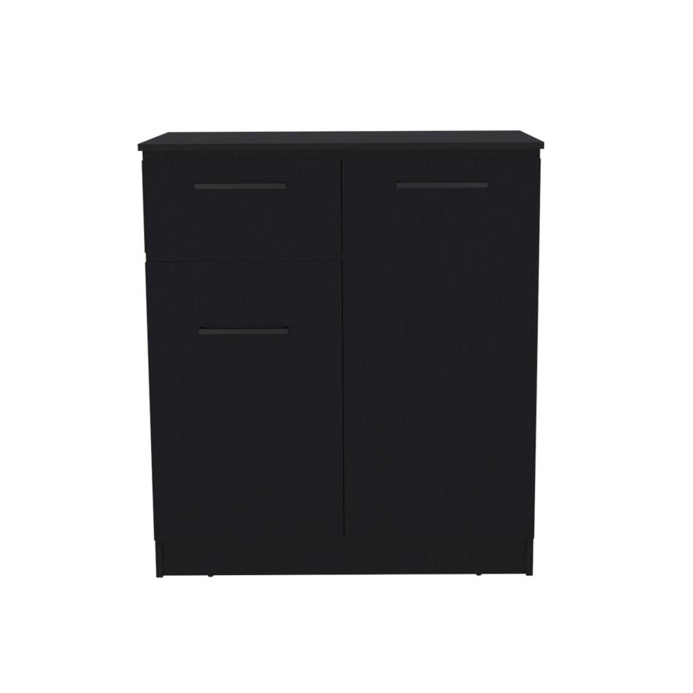 37" Black Wood Accent Cabinet With Two Doors And One Drawer