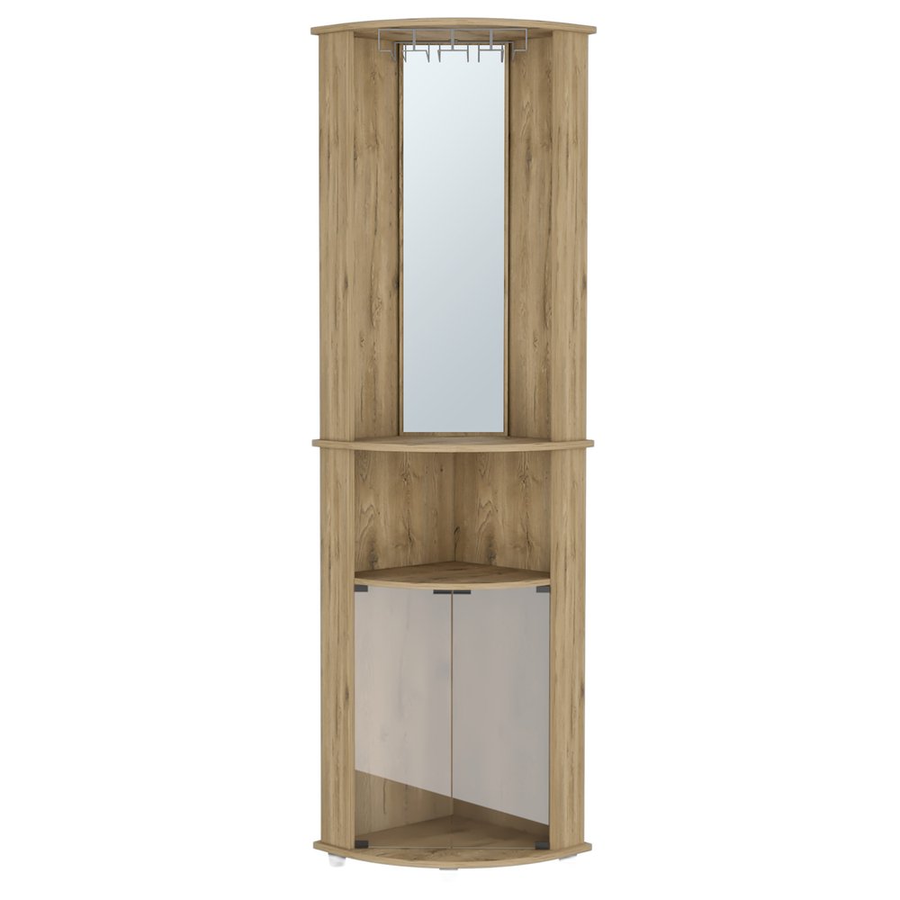 18" Natural Wood Corner Bar Cabinet