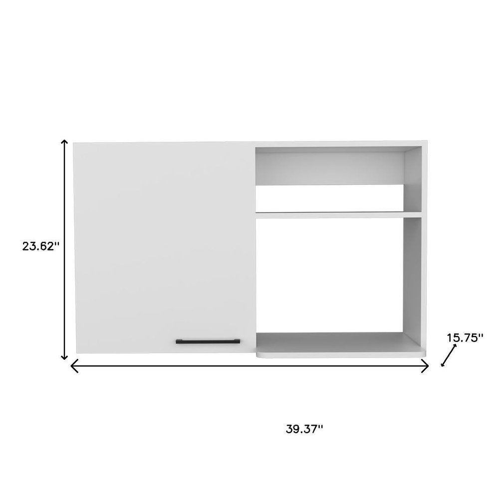 39" White Wood Wall Mounted Accent Cabinet With Single Door
