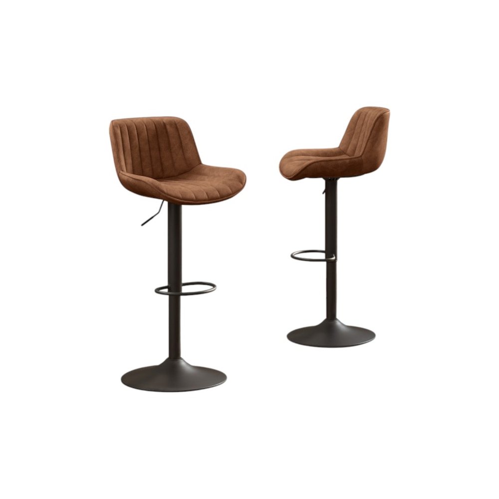 Set of Two 29" Green and Gold Velvet and Metal Low Back Bar Height Swivel Bar Chairs