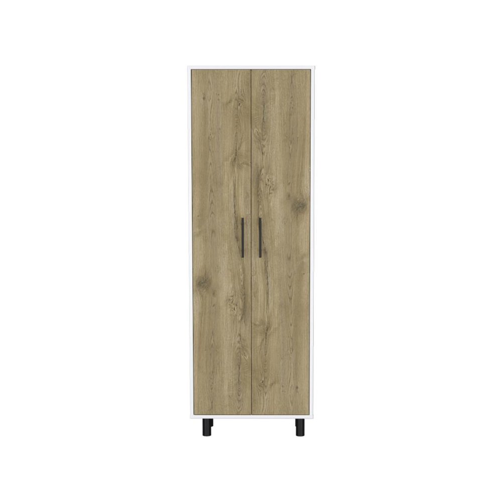 71" Beige Wood Two Door Pantry Or Storage Closet