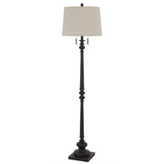 63" Rust Two Light Floor Lamp With Beige Fabric Square Shade