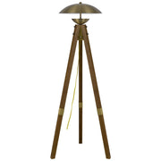 55" Brass Tripod Floor Lamp With Antiqued Brass Dome Shade