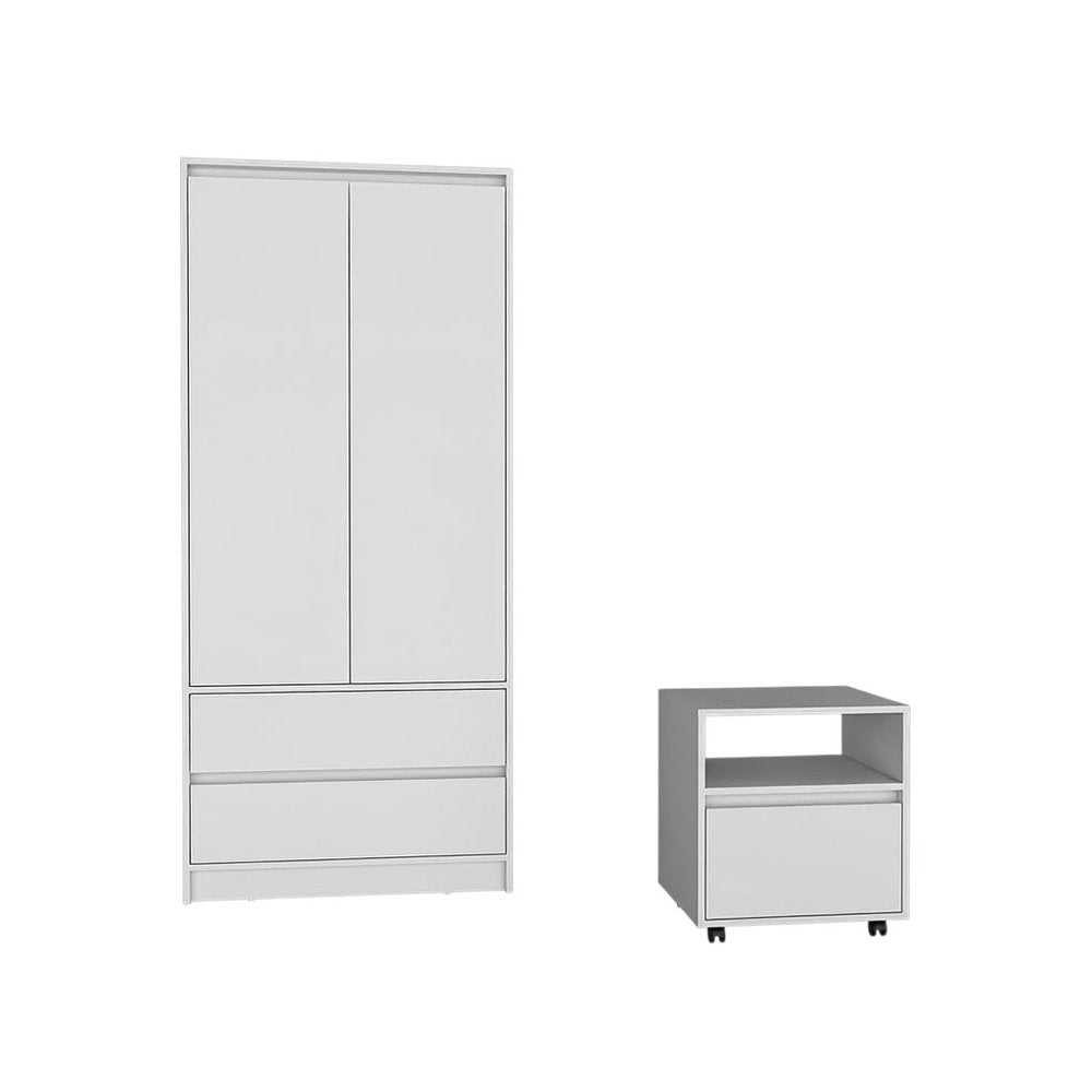 Two Piece White Bedroom Set