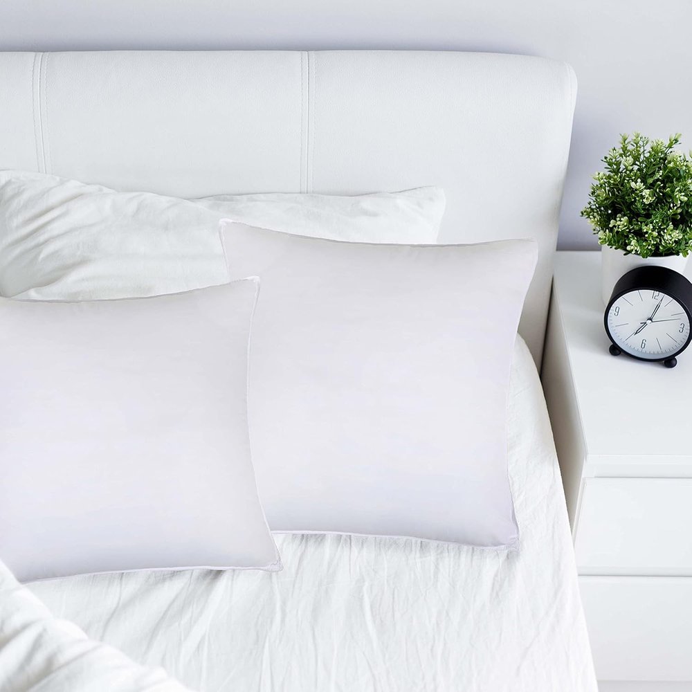 Set of Two Microfiber Down Alternative Medium Hypoallergenic European Size Bed Pillows