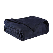 California King Navy Blue Cotton Basketweave Geometric Blanket