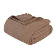 Queen Taupe Cotton Plain Weave Geometric Blanket