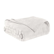 Queen White Cotton Basketweave Geometric Blanket