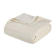 King Ivory Cotton Plain Weave Geometric Blanket