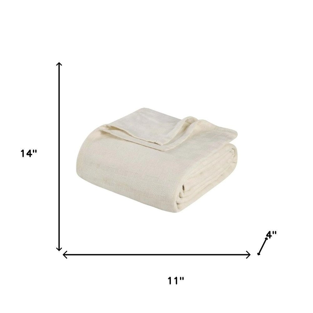 King Ivory Cotton Geometric Blanket